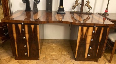 Art Deco Massivholz Schreibtisch Bürotisch Braun Art Deco Solid Wood Desk Office Table Brown