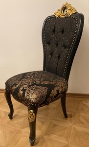 Casa Padrino sedia da pranzo barocco di lusso con motivo elegante nero / oro - Mobili per sala da pranzo in stile barocco - Mobili di lusso in stile barocco - Mobili barocchi
