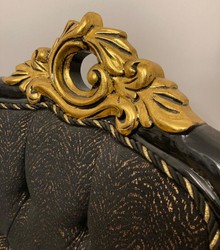 Casa Padrino chaise de salle à manger baroque de luxe avec motif élégant noir / or - Meuble de salle à manger de style baroque - Meuble de luxe de style baroque - Meuble baroque