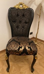 Casa Padrino chaise de salle à manger baroque de luxe avec motif élégant noir / or - Meuble de salle à manger de style baroque - Meuble de luxe de style baroque - Meuble baroque