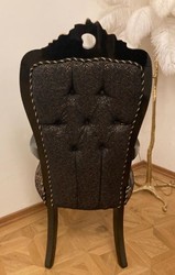 Casa Padrino chaise de salle à manger baroque de luxe avec motif élégant noir / or - Meuble de salle à manger de style baroque - Meuble de luxe de style baroque - Meuble baroque