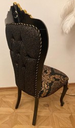 Casa Padrino chaise de salle à manger baroque de luxe avec motif élégant noir / or - Meuble de salle à manger de style baroque - Meuble de luxe de style baroque - Meuble baroque