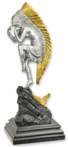 Casa Padrino escultura decorativa de bronce de lujo indian plata / oro / negro 10,1 x 13 x A. 32,8 cm - Figura decorativa bronce - Decoración escritorio - Accesorios decorativos de lujo
