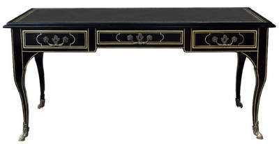 Casa Padrino scrivania barocco di lusso nero / oro - Magnifico tavolo da ufficio in mogano con 3 cassetti - Mobili per ufficio barocco - Mobili per ufficio di lusso in stile barocco