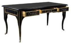 Casa Padrino scrivania barocco di lusso nero / oro - Magnifico tavolo da ufficio in mogano con 3 cassetti - Mobili per ufficio barocco - Mobili per ufficio di lusso in stile barocco