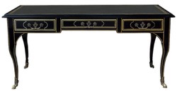 Casa Padrino scrivania barocco di lusso nero / oro - Magnifico tavolo da ufficio in mogano con 3 cassetti - Mobili per ufficio barocco - Mobili per ufficio di lusso in stile barocco