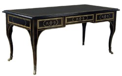 Casa Padrino scrivania barocco di lusso nero / oro - Magnifico tavolo da ufficio in mogano con 3 cassetti - Mobili per ufficio barocco - Mobili per ufficio di lusso in stile barocco