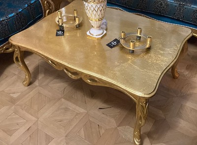 Casa Padrino tavolo da salotto barocco di lusso oro antico - Tavolo da soggiorno rettangolare in legno massello in stile barocco - Mobili barocchi - Mobili di lusso in stile barocco