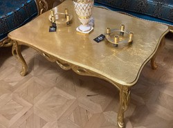 Casa Padrino mesa de centro barroco de lujo oro antiguo - Mesa de salón rectangular de madera maciza en estilo barroco - Muebles barrocos - Muebles de lujo en estilo barroco