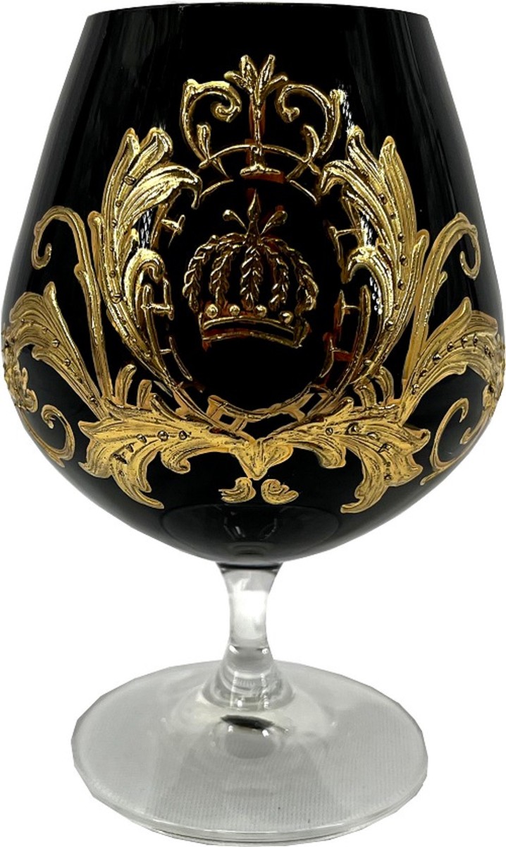 Pompöös di Casa Padrino set di bicchieri da cognac di lusso nero / oro Ø 9 x A. 14,5 cm - Bicchieri da cognac con placcatura in oro 24 carati - Bicchieri disegnati da Harald Glööckler Pompöös di Casa Padrino set di bicchieri da cognac di lusso nero / oro Ø 9 x A. 14,5 cm - Bicchieri da cognac con placcatura in oro 24 carati - Bicchieri disegnati da Harald Glööckler