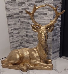 Luxus Garten Terrassen Wohnzimmer Deko Skulpltur Figur Reh Gold Luxury Garden Terrace Living Room Decorative Sculpture Figure Deer Gold