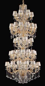 Luxus Barock Kristallglas Kronleuchter Gold Silber Luxury Baroque Crystal Glass Chandelier Gold Silver