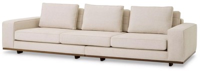 Casa Padrino divano di lusso beige / marrone 286 x 110 x A. 80 cm - Divano da soggiorno con cuscini - Mobili da soggiorno - Mobili di lusso - Arredi da soggiorno - Arredi di lusso