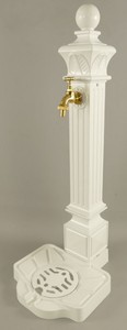 Casa Padrino colonna d'acqua da giardino Art Nouveau bianco / oro 33 x 29 x A. 83 cm - Nostalgica pompa dell'acqua in alluminio con rubinetto - Accessori da Giardino Barocco & Art Nouveau