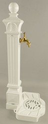 Casa Padrino Art Nouveau garden water column white / gold 33 x 29 x H. 83 cm - Nostalgic aluminum water pump with brass faucet - Baroque & Art Nouveau garden accessories
