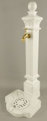 Casa Padrino Art Nouveau garden water column white / gold 33 x 29 x H. 83 cm - Nostalgic aluminum water pump with brass faucet - Baroque & Art Nouveau garden accessories