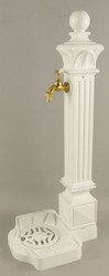 Casa Padrino Art Nouveau garden water column white / gold 33 x 29 x H. 83 cm - Nostalgic aluminum water pump with brass faucet - Baroque & Art Nouveau garden accessories