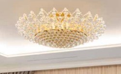 Casa Padrino lampe de couverture en cristal baroque de luxe or / argent Ø 105 x H. 35 cm - Lampe de couverture rond baroque avec verre en cristal vénitien - Qualité de luxe - Fabriqué en Italie