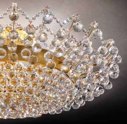 Casa Padrino lampe de couverture en cristal baroque de luxe or / argent Ø 105 x H. 35 cm - Lampe de couverture rond baroque avec verre en cristal vénitien - Qualité de luxe - Fabriqué en Italie