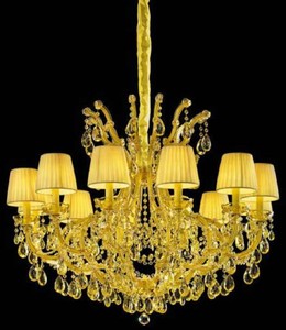 Luxus Barock Kristall Kronleuchter Gelb Luxury Baroque Crystal Chandelier Yellow