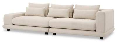 Casa Padrino canapé de luxe beige / noir 285 x 106 x H. 66 cm - Canapé de salon avec coussins - Meuble de salon - Meuble de luxe - Ameublement de salon - Ameublement de luxe