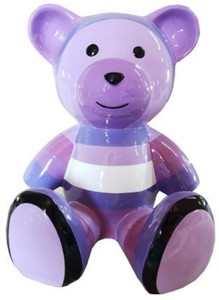 Luxus Designer Wohnzimmer Deko Skulpltur Figur Teddybär Lila Mehrfarbig Luxury Designer Living Room Decorative Sculpture Figure Teddy Bear Purple Multicolored