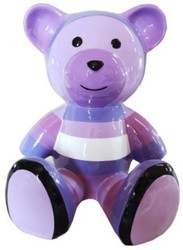 Luxus Designer Wohnzimmer Deko Skulpltur Figur Teddybär Lila Mehrfarbig Luxury Designer Living Room Decorative Sculpture Figure Teddy Bear Purple Multicolored