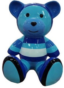 Luxus Designer Wohnzimmer Deko Skulpltur Figur Teddybär Blau Mehrfarbig Luxury Designer Living Room Decorative Sculpture Figure Teddy Bear Blue Multicolored