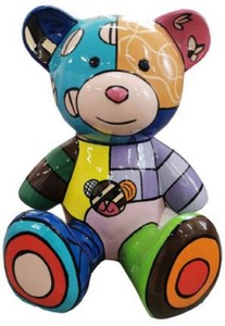 Luxus Designer Wohnzimmer Deko Skulpltur Figur Teddybär Bunt Luxury Designer Living Room Decorative Sculpture Figure Teddy Bear Colorful