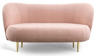 Casa Padrino Luxus Wohnzimmer Set Rosa / Gold - 2 Luxus Sofas mit gebogener Rückenlehne & 2 Luxus Sessel mit gebogener Rückenlehne - Luxus Einrichtung - Wohnzimmer Möbel - Luxus Möbel