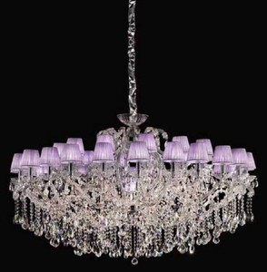 Luxus Barock Kristall Kronleuchter Silber Lila Luxury Baroque Crystal Chandelier Silver Purple