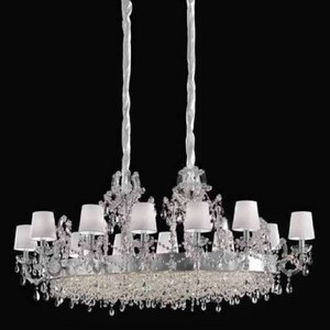 Luxus Barock Kristall Kronleuchter Silber Weiß Luxury Baroque Crystal Chandelier Silver White