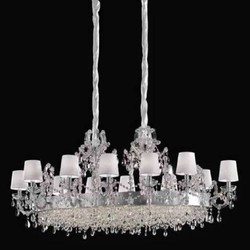 Casa Padrino luxury baroque crystal glass chandelier silver / white 150 x 85 x H. 68 cm - Huge Venetian chandelier - Castle chandelier - Palace chandelier - Luxury Quality - Made in Italy