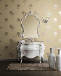 Casa Padrino conjunto de baño barroco de lujo blanco / plata - 1 Mesa de Lavabo y 1 Espejo de Pared - Muebles de baño de lujo estilo barroco - Muebles barrocos - Calidad de lujo - Hecho en Italia