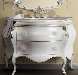 Casa Padrino luxury baroque washstand white / silver - Magnificent washbasin chest of drawers with 2 drawers - Luxury bathroom furniture in baroque style - Luxury quality - Made in Italy