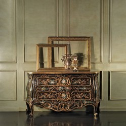 Casa Padrino cómoda barroco de lujo negro / multicolor / oro antiguo - Cómoda con 2 cajones hecha a mano - Muebles de dormitorio de lujo en estilo barroco - Calidad de lujo - Hecho en Italia