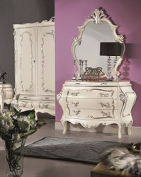Casa Padrino commode baroque de luxe crème / argent - Commode fait main avec 5 tiroirs - Mobilier de chambre de luxe de style baroque - Mobilier baroque - Qualité de luxe - Fabriqué en Italie