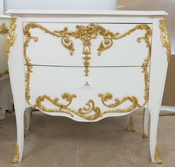 Casa Padrino luxury baroque chest of drawers white / gold - Handmade dresser with 2 drawers - Luxury furniture in baroque style - Baroque furniture - Luxury quality - Made in Italy
