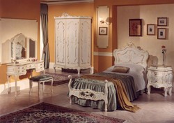 Casa Padrino luxury baroque single bed ivory / multicolored / gold - Magnificent baroque style solid wood bed - Luxury bedroom furniture in baroque style - Luxury Quality - Made in Italy