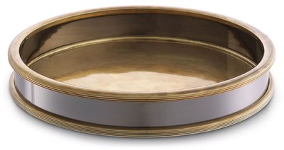 Casa Padrino bandeja de servir de lujo latón vintage / plata-negro Ø 34 x A. 5 cm - Bandeja redonda de latón - Accesorios Gastronomía y Restauración - Accesorios de Lujo