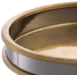 Rundes Luxus Tablett Serviertablett Vintage Messing Silber Schwarz Round Luxury Tray Serving Tray Vintage Brass Silver Black
