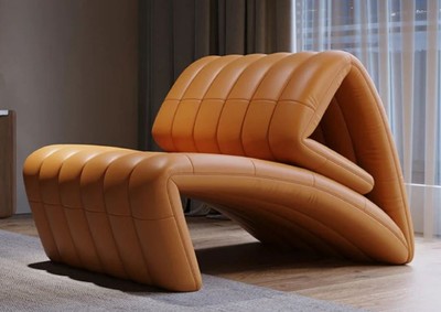 Casa Padrino fauteuil en cuir design de luxe marron 75 x 135 x H. 80 cm - Fauteuil de salon en cuir véritable - Mobilier de salon - Mobilier d'hôtel - Qualité de luxe - Fabriqué en Italie