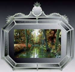 Casa Padrino specchio barocco di lusso verde - Magnifico specchio da parete in stile veneziano con TV 46 pollici integrata - Mobili barocchi - Mobili di lusso stile barocco - Fatto in Italia