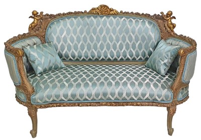 Casa Padrino canapé baroque turquoise / or antique - Magnifique canapé de salon de style baroque - Meuble de salon de style baroque - Meuble baroque - Ameublement baroque