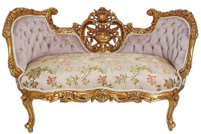 Casa Padrino canapé baroque rose / beige / multicolore / or - Magnifique canapé de salon de style baroque - Meuble de salon de style baroque - Meuble baroque - Ameublement baroque