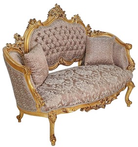 Casa Padrino Barock Sofa Braun / Antik Gold - Prunkvolles Wohnzimmer Sofa im Barockstil - Wohnzimmer Möbel im Barockstil - Barock Möbel - Barock Einrichtung