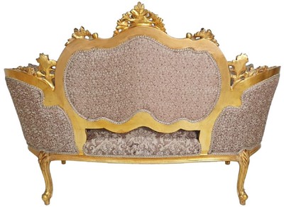 Casa Padrino Barock Sofa Braun / Antik Gold - Prunkvolles Wohnzimmer Sofa im Barockstil - Wohnzimmer Möbel im Barockstil - Barock Möbel - Barock Einrichtung