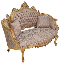 Casa Padrino divano barocco marrone / oro antico - Magnifico divano da salotto in stile barocco - Mobili da soggiorno in stile barocco - Mobili barocchi - Arredi barocchi