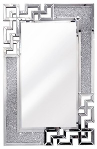 Casa Padrino espejo de pared de cristal de diseño 80 x 3 x A. 120 cm - Espejo rectangular con cristales de cristal decorativos - Espejo de salón - Espejo de dormitorio - Espejo de armario
