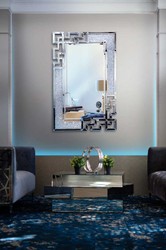 Casa Padrino espejo de pared de cristal de diseño 80 x 3 x A. 120 cm - Espejo rectangular con cristales de cristal decorativos - Espejo de salón - Espejo de dormitorio - Espejo de armario